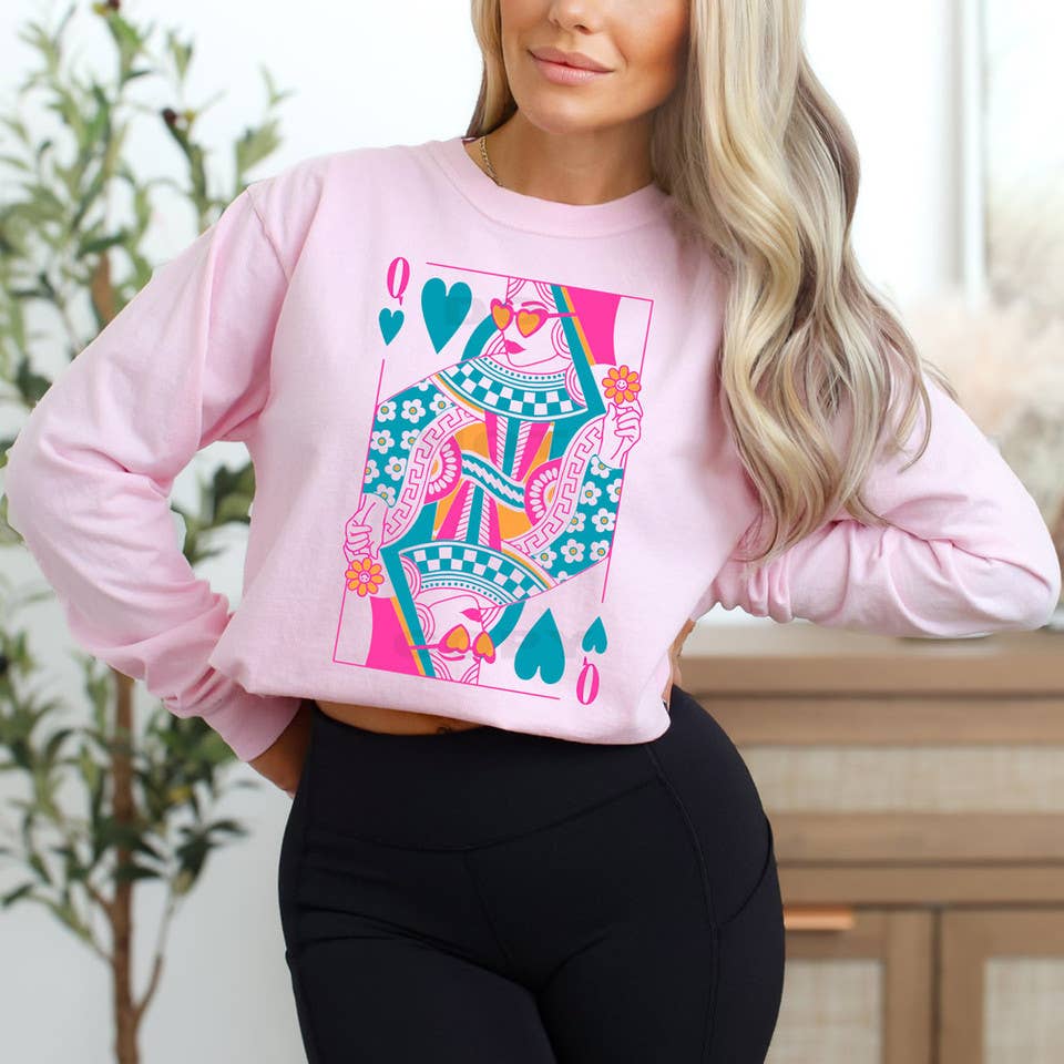 Queen of Hearts Card DTF Heat Transfer: Adult