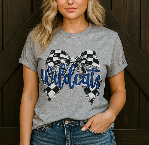 Wildcats Checkered Bow Tee Shirt